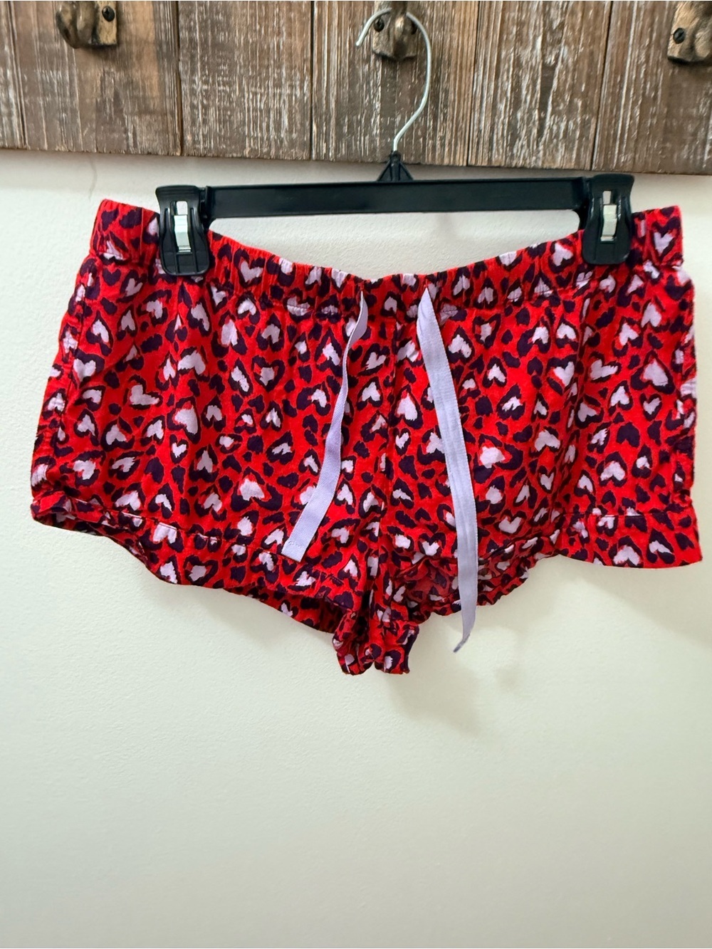 Victoria Secret Red Heart Leopard Print Lounge Shorts